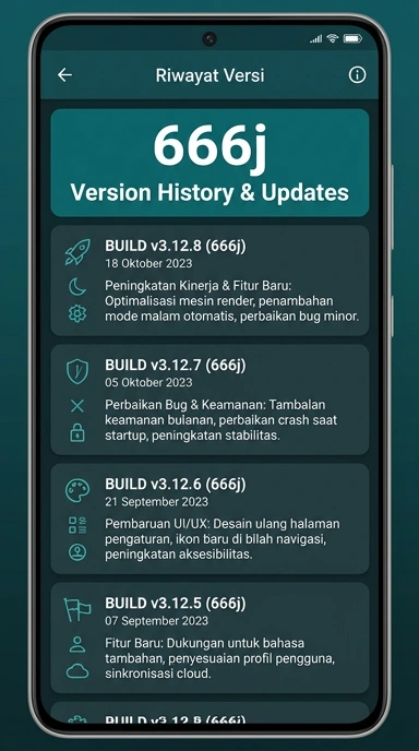 Riwayat Versi 666j di Android untuk Pengguna