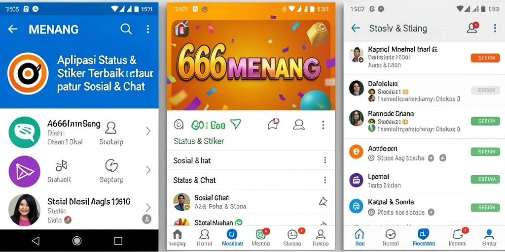 Tampilan stiker dan status dari aplikasi 666MENANG.