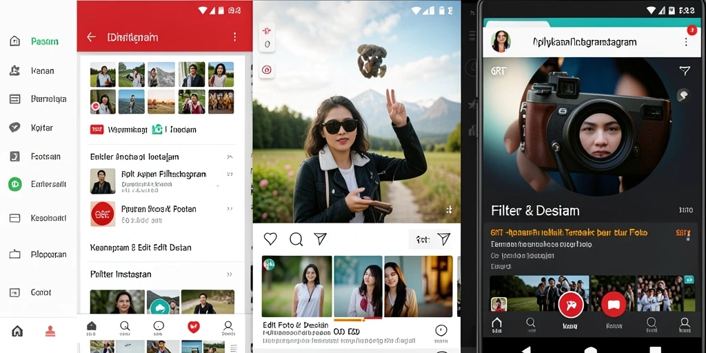 Antarmuka pengguna 6RT dengan berbagai filter Instagram yang menarik.