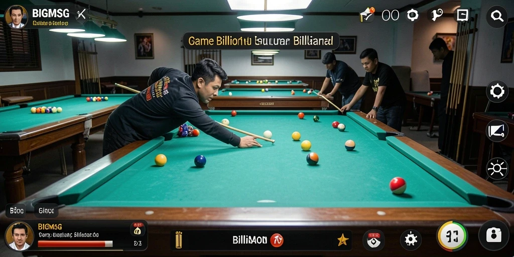Antarmuka pengguna yang menarik dalam permainan billiard BIGMSG.