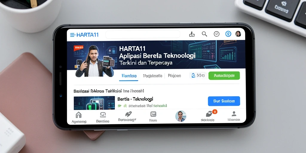 Antarmuka aplikasi HARTA11 menampilkan berita teknologi terkini.