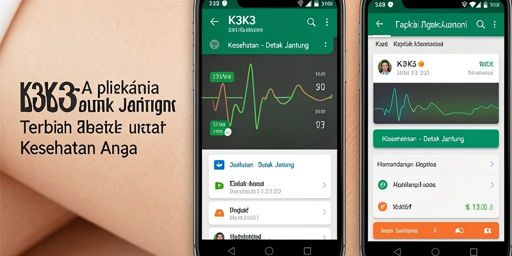 Tampilan antarmuka aplikasi K3K3 untuk pemantauan detak jantung.
