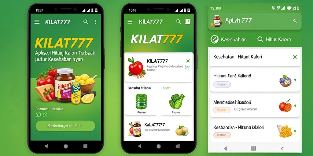 Antarmuka aplikasi KILAT777 yang menampilkan fitur Hitung Kalori.